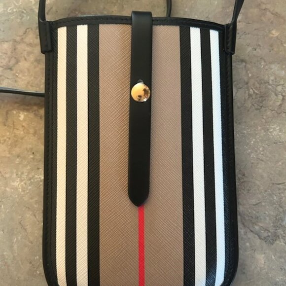 Burberry Icon Stripe Phone Case Mini Cross Bag Beige - Brand New